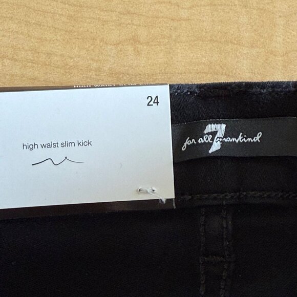 7 for all mankind Women Stretch High Waist Slim Kick Black Jeans Size 24 NWT - Picture 7 of 12